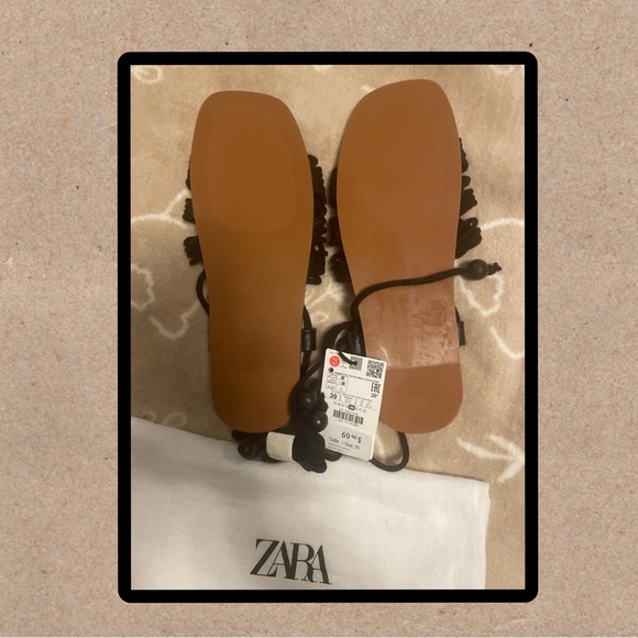 Zara crochet wrap black sandals. Size 39. - Picture 4 of 5